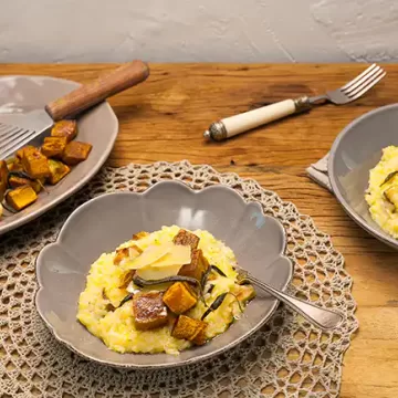 Risoto na pressão com abóbora assada