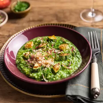 Risoto verde de couve com abobrinha