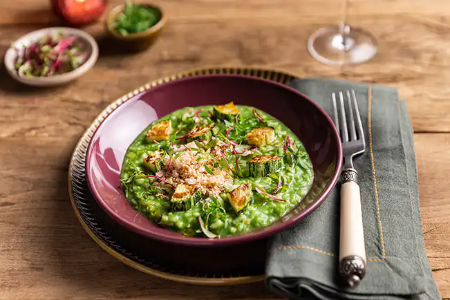 Risoto verde de couve com abobrinha