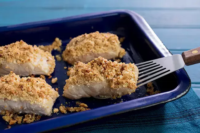 Receita de Robalo com crosta de castanha-de-caju