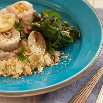 Roseta de peixe com cuscuz marroquino