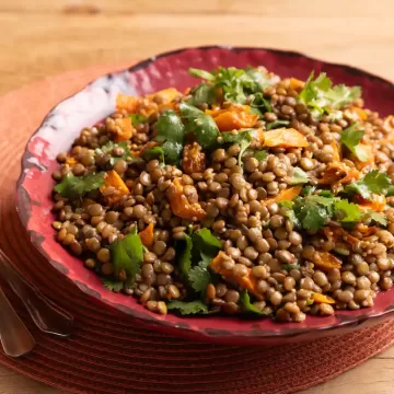 Salada de lentilha com cenoura assada na Air Fryer da Rita Lobo
