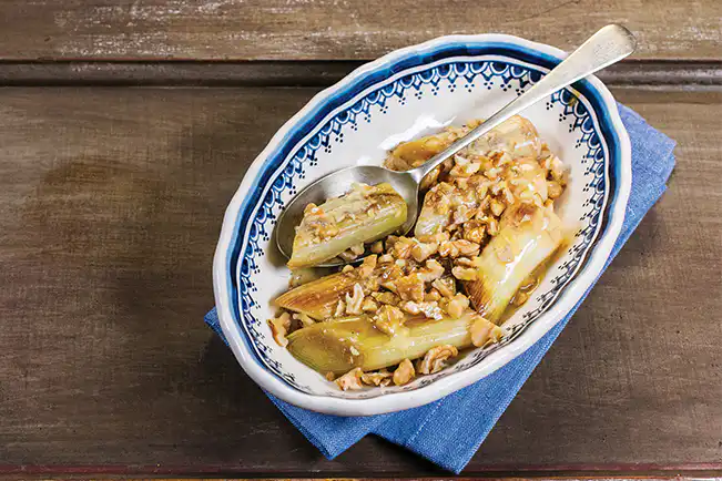 Salada morna de alho-poró
