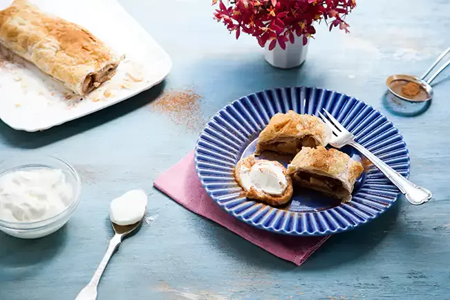 Receita de Strudel folhado de maçã