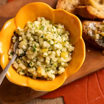 Tartar de abobrinha com pera (reaproveitamento)