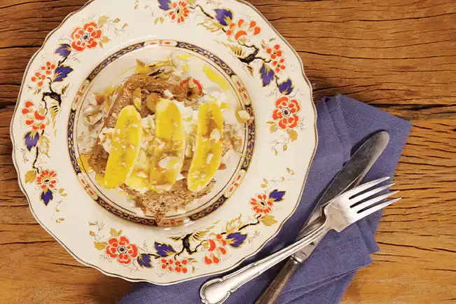 Receita de Tartine doce de ricota com banana