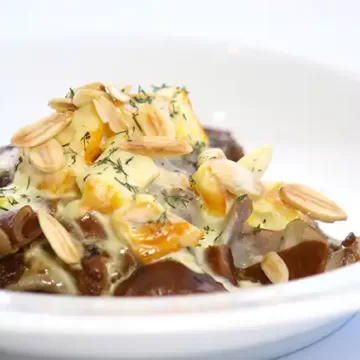 Varenick de batata-doce com haddock