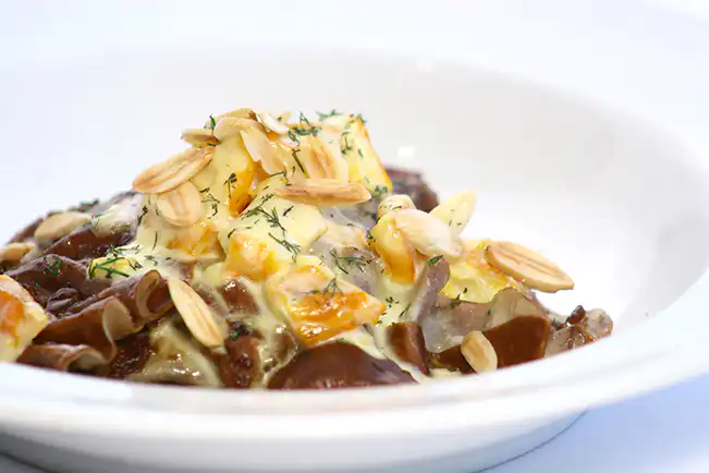 Varenick de batata-doce com haddock