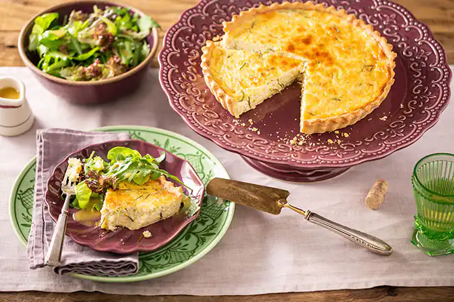 Quiche de alho-poró e brócolis