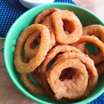 Anéis de cebola na air fryer