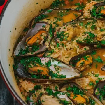 Arroz caldoso de frutos do mar