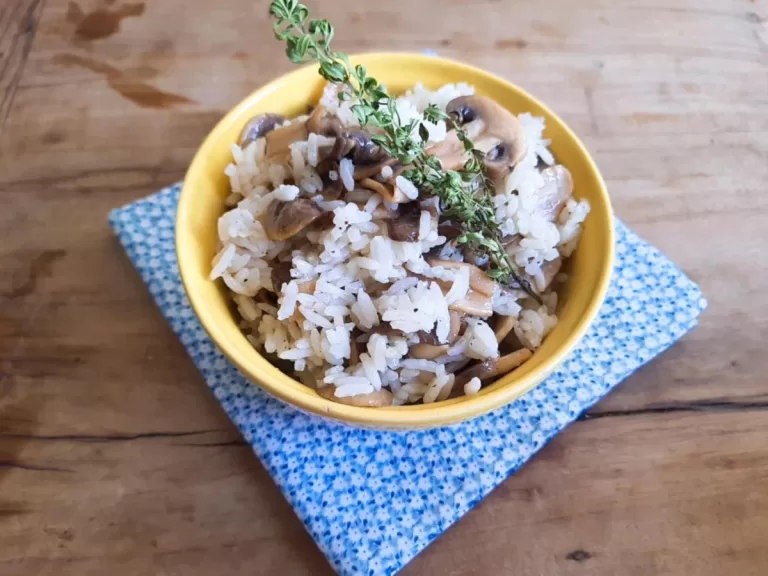 Receita de Arroz com cogumelo paris