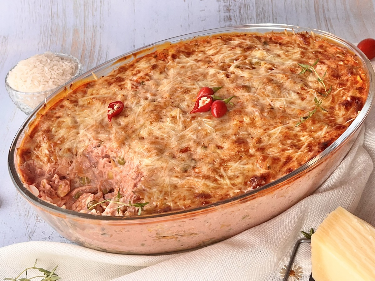 Arroz cremoso de forno