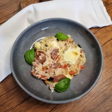 Arroz de forno com linguiça