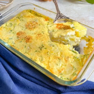 Batata gratinada com creme de leite