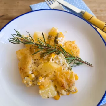 Batata gratinada com milho simples
