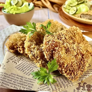 Bife à milanesa com trigo