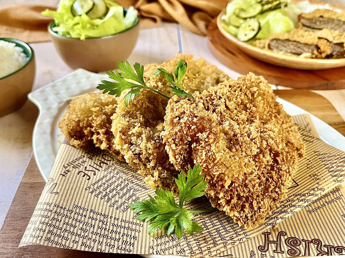 Bife à milanesa com trigo