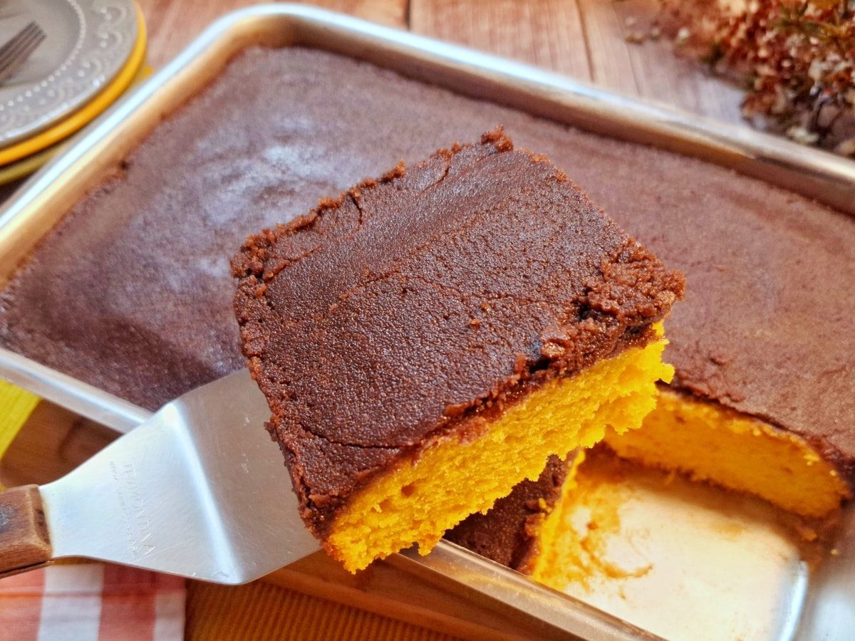 Bolo de cenoura com cobertura de chocolate durinha