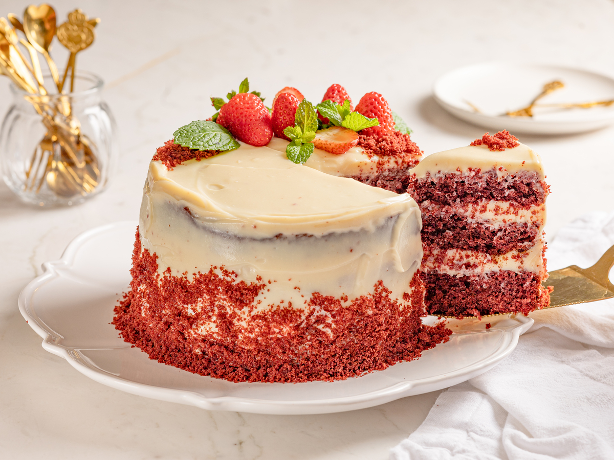 Bolo red velvet na airfryer