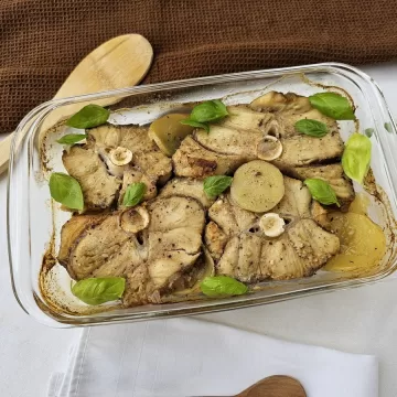 Cação assado no forno