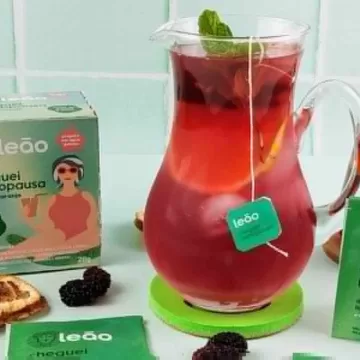 Chá gelado de amora e laranja com linhaça dourada