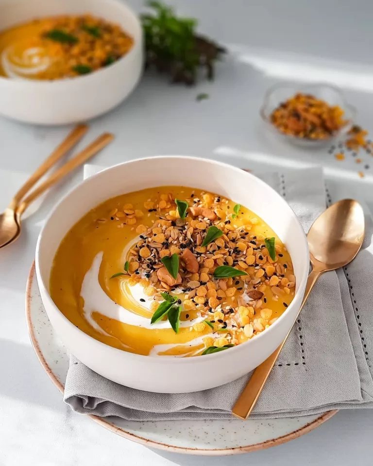 Receita de Creme de mandioquinha com granola salgada
