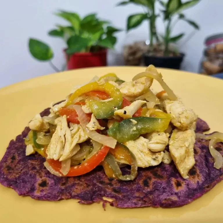 Receita de Fajitas de frango com tortillas de batata doce roxa
