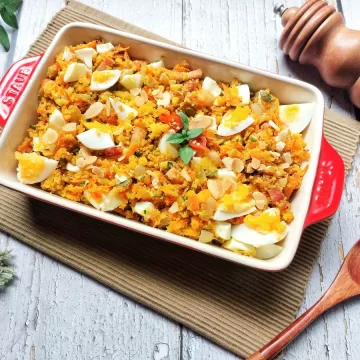 Farofa de ovo e bacon low carb