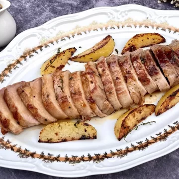 Filé mignon suíno com molho de laranja e mel