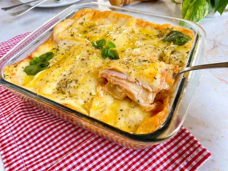 Receita de Lasanha rápida de presunto e queijo