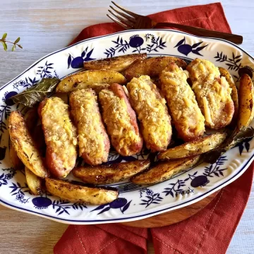 Linguiça recheada no forno