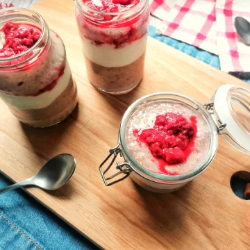 Overnight oats com framboesas