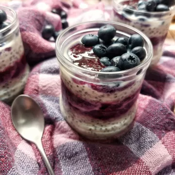 Overnight oats com mirtilo