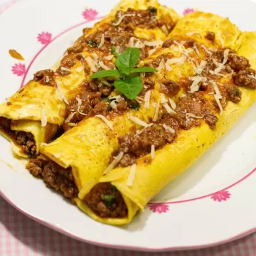 Panqueca low carb de carne moída