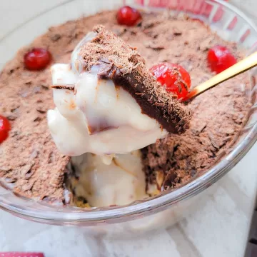 Pavê de panetone com chocolate