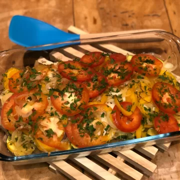 Peixe assado com legumes