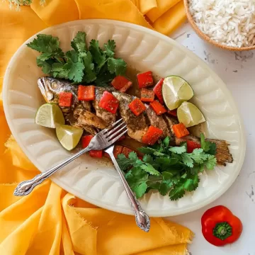 Peixe grelhado com molho de coentro