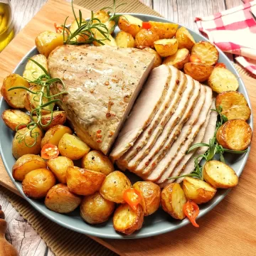 Picanha suína com batatas na airfryer