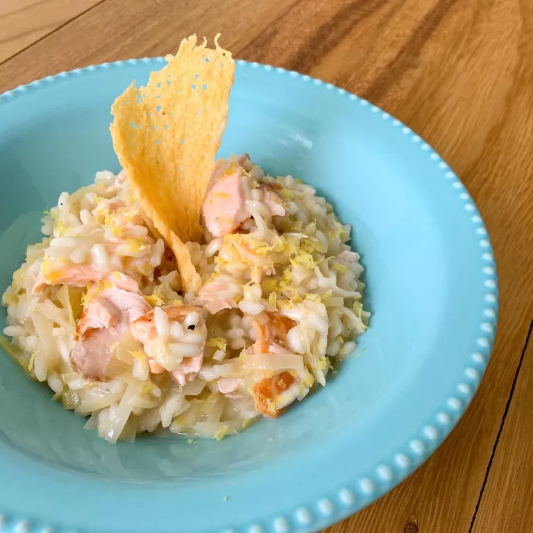 Receita de Risoto de alho-poró com salmão