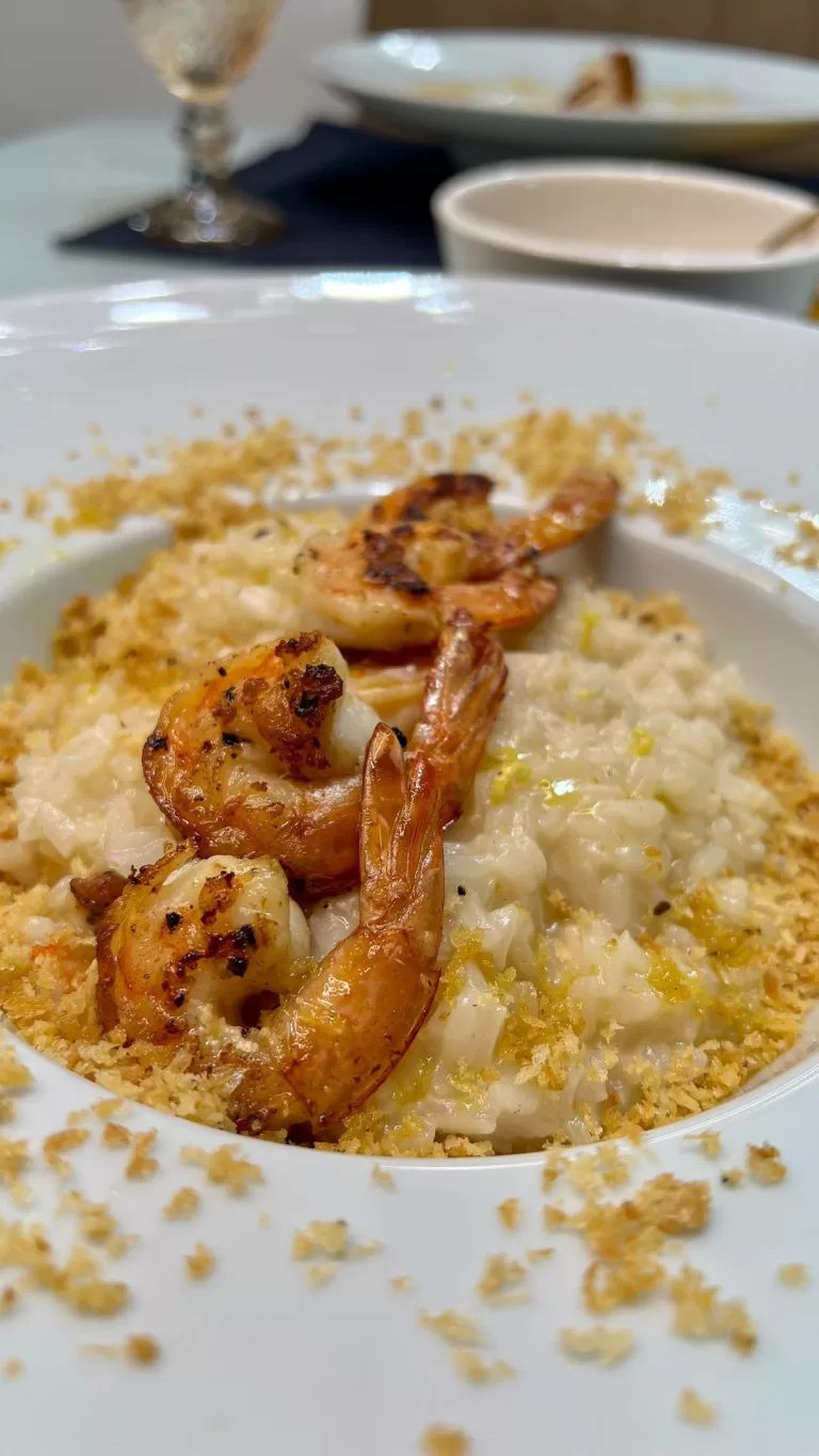 Receita de Risoto de camarão com crocante de panko