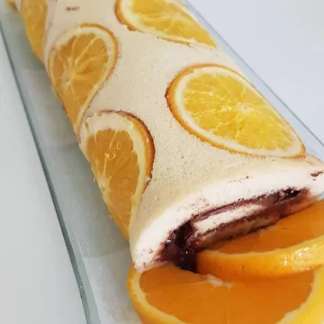 Rocambole chiffon de laranja com mel