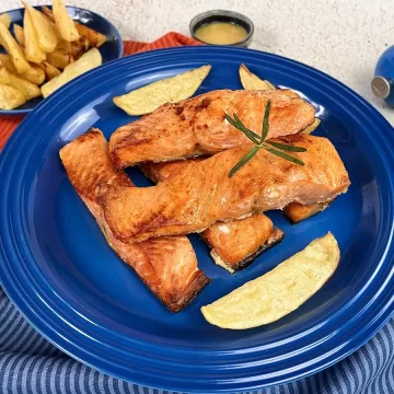 Salmão com batata na airfryer