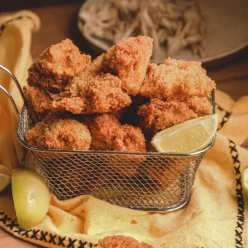Shimeji empanado na panko