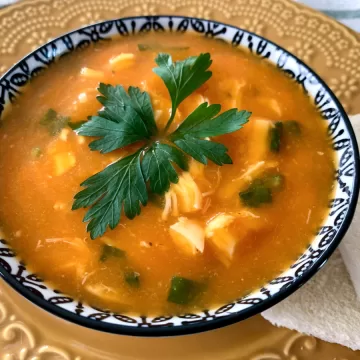 Sopa cremosa de frango com legumes