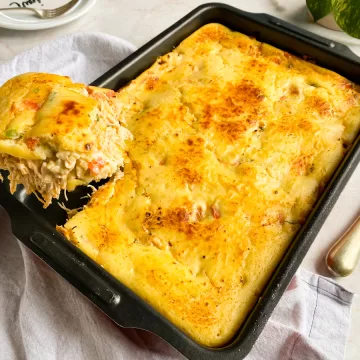 Torta de frango de liquidificador com requeijão